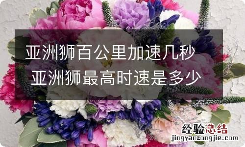 亞洲狮百公里加速几秒 亞洲狮最高时速是多少