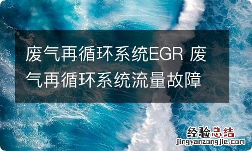 废气再循环系统EGR 废气再循环系统流量故障