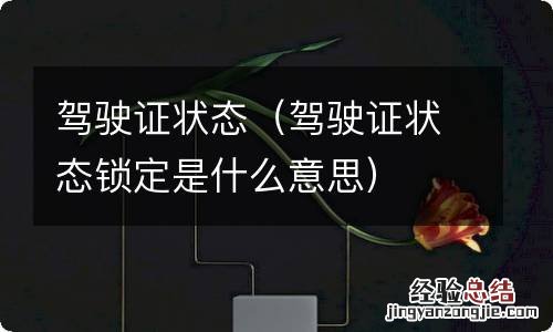 驾驶证状态锁定是什么意思 驾驶证状态