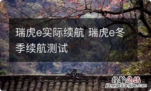 瑞虎e实际续航 瑞虎e冬季续航测试