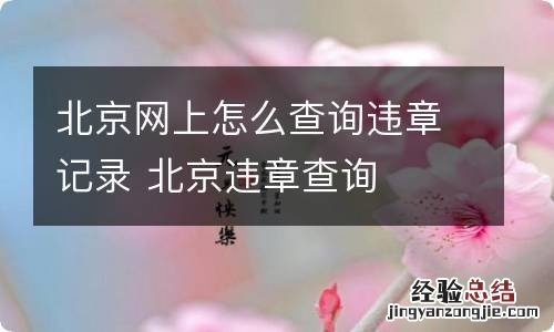 北京网上怎么查询违章记录 北京违章查询