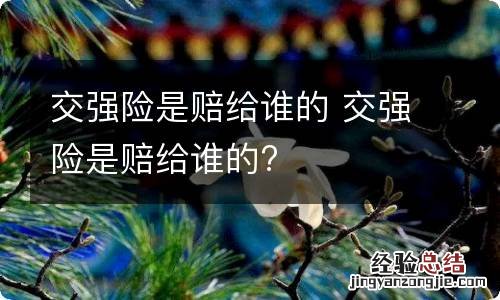 交强险是赔给谁的 交强险是赔给谁的?