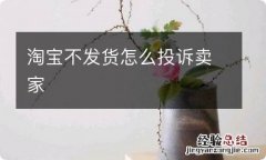 淘宝不发货怎么投诉卖家