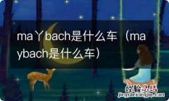 maybach是什么车 ma丫bach是什么车