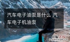 汽车电子油泵是什么 汽车电子机油泵