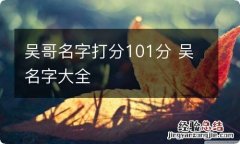 吴哥名字打分101分 吴名字大全