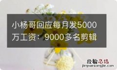 小杨哥回应每月发5000万工资：9000多名剪辑师工资