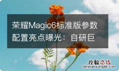 荣耀Magic6标准版参数配置亮点曝光：自研巨犀玻璃