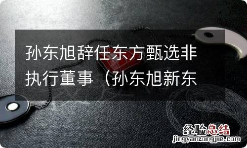 孙东旭新东方个人简历 孙东旭辞任东方甄选非执行董事