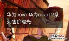 华为nova 华为nova12系列售价曝光