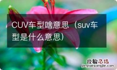 suv车型是什么意思 CUV车型啥意思