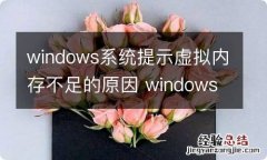 windows系统提示虚拟内存不足的原因 windows虚拟内存或显存不足