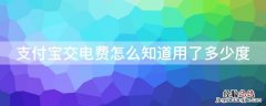 支付宝交电费怎么知道用了多少度 支付宝交电费怎么查看用电量