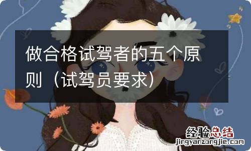 试驾员要求 做合格试驾者的五个原则