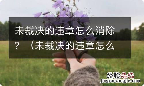 未裁决的违章怎么消除啊 未裁决的违章怎么消除？