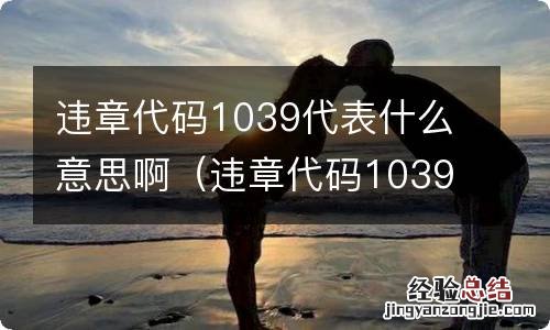 违章代码1039是什么意思 违章代码1039代表什么意思啊