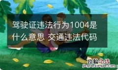 驾驶证违法行为1004是什么意思 交通违法代码1004驾驶证吊销