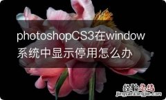 photoshopCS3在window系统中显示停用怎么办?