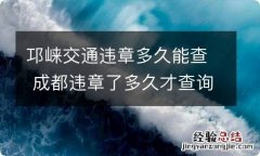 邛崃交通违章多久能查 成都违章了多久才查询的到