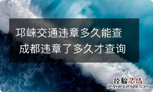 邛崃交通违章多久能查 成都违章了多久才查询的到