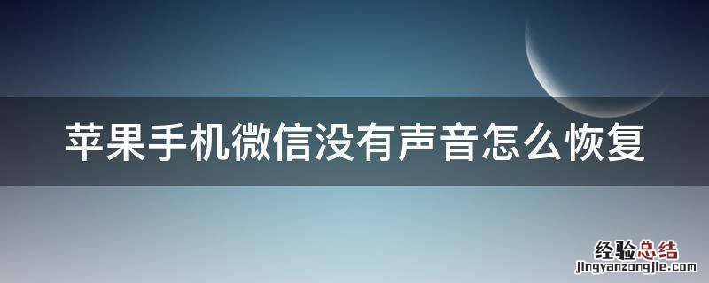 苹果微信怎么没有声音了怎么回事 苹果手机微信没有声音怎么恢复