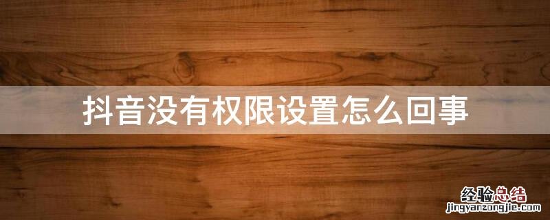 抖音没有权限设置怎么回事