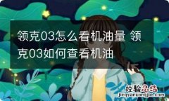 领克03怎么看机油量 领克03如何查看机油