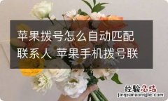 苹果拨号怎么自动匹配联系人 苹果手机拨号联系人匹配