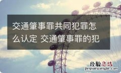 交通肇事罪共同犯罪怎么认定 交通肇事罪的犯罪主体