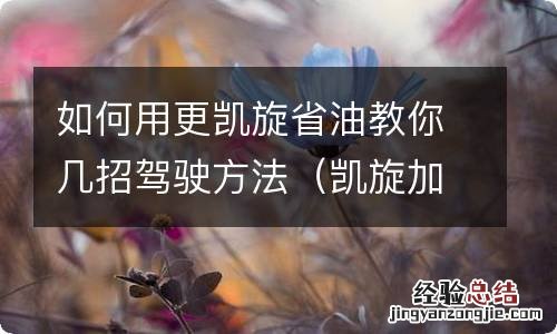 凯旋加什么油 如何用更凯旋省油教你几招驾驶方法