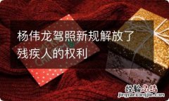 杨伟龙驾照新规解放了残疾人的权利