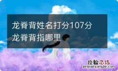 龙脊背姓名打分107分 龙脊背指哪里