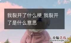 我裂开了什么梗 我裂开了是什么意思