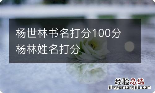 杨世林书名打分100分 杨林姓名打分