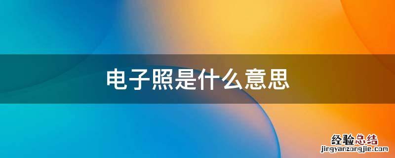 电子照是啥意思? 电子照是什么意思