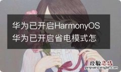 华为已开启HarmonyOS 华为已开启省电模式怎么关闭