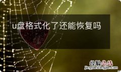 u盘格式化了还能恢复吗