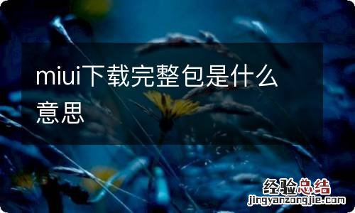 miui下载完整包是什么意思