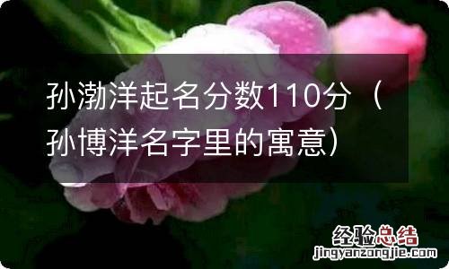 孙博洋名字里的寓意 孙渤洋起名分数110分