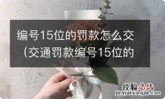 交通罚款编号15位的罚款怎么交 编号15位的罚款怎么交