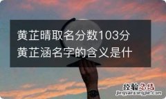 黄芷晴取名分数103分 黄芷涵名字的含义是什么意思