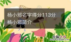 杨小邪名字得分113分 杨小邪简介