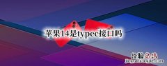 苹果14 typec 苹果14是typec接口吗