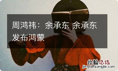 周鸿祎：余承东 余承东发布鸿蒙