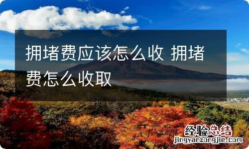 拥堵费应该怎么收 拥堵费怎么收取