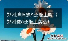 郑州豫a还能上牌么 郑州牌照豫A还能上吗