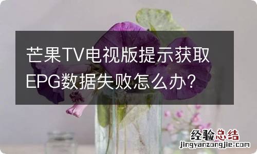 芒果TV电视版提示获取EPG数据失败怎么办?