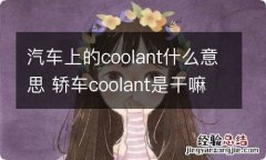 汽车上的coolant什么意思 轿车coolant是干嘛的?