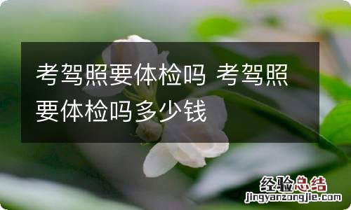 考驾照要体检吗 考驾照要体检吗多少钱