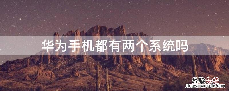 华为手机都有两个系统吗 所有华为手机都有两个系统吗